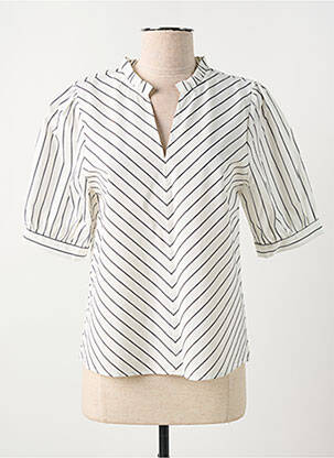 Blouse tissage crêpe manches courtes blanc CREAM femme