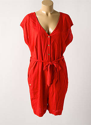 Combishort fermeture boutonnée sur le devant manches courtes rouge CREAM femme