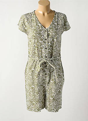 Combishort fermeture boutonnée sur le devant manches courtes vert CREAM femme