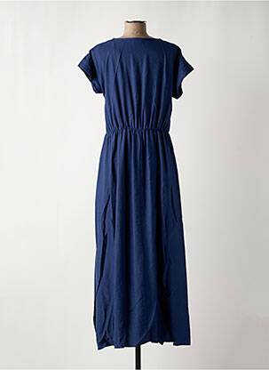Robe mi-longue coupe fluide manches courtes bleu C'EST BEAU LA VIE femme