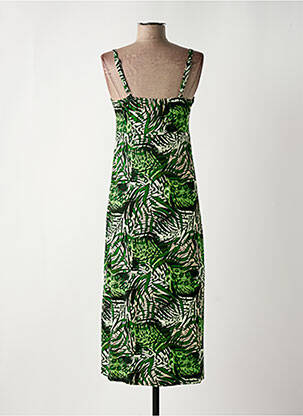 Robe mi-longue coupe fluide fines bretelles vert GEISHA femme