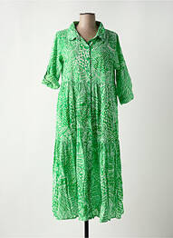 Robe longue imprimé fantaisie manches courtes vert ORIENTIQUE NATURALLY femme
