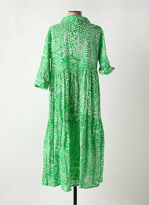 Robe longue imprimé fantaisie manches courtes vert ORIENTIQUE NATURALLY femme