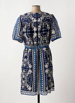 Robe mi-longue imprimé fantaisie manches courtes bleu C'EST BEAU LA VIE femme