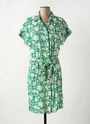 Robe mi-longue imprimé fantaisie manches courtes vert C'EST BEAU LA VIE femme
