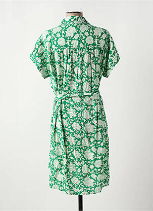 Robe mi-longue imprimé fantaisie manches courtes vert C'EST BEAU LA VIE femme
