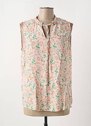 Blouse imprimé fantaisie sans manche orange C'EST BEAU LA VIE femme