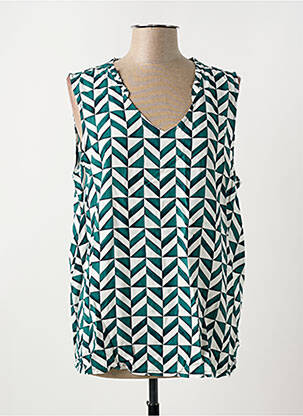 Top col v sans manche vert STREET ONE femme