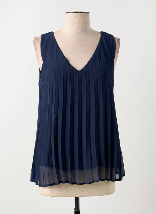 Top col v sans manche bleu CREAM femme