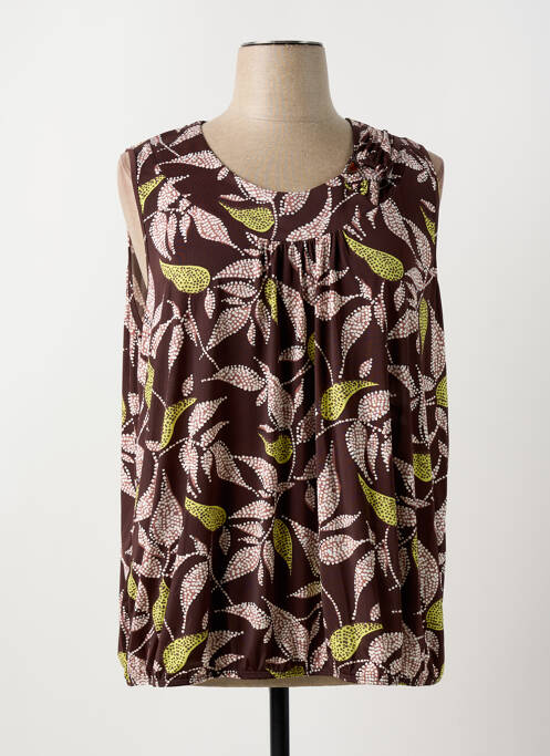 Top imprimé fantaisie sans manche marron DIANE LAURY femme