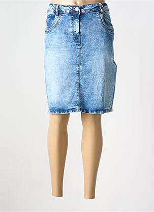 Jupe mi-longue coupe droite bleu CECIL femme