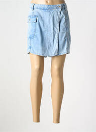 Jupe short fermeture zippée sous rabat boutonné bleu GEISHA femme