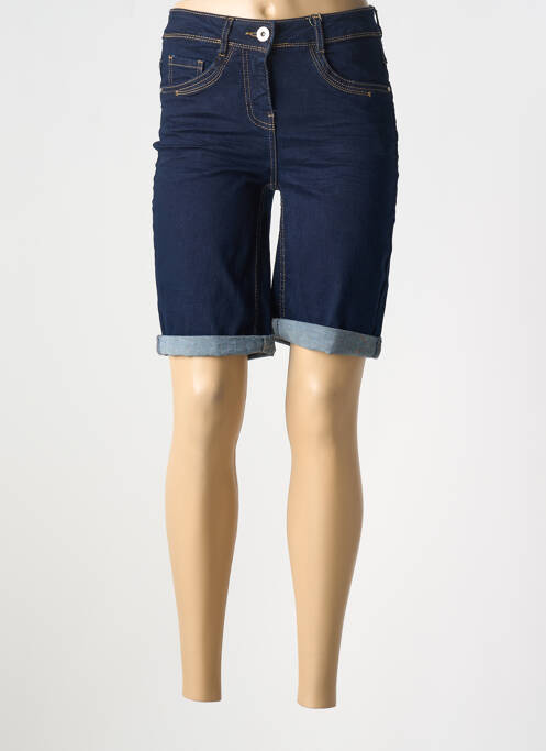 Bermuda fermeture zippée sous rabat boutonné bleu CECIL femme