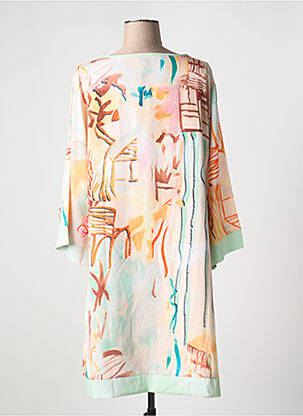 Robe mi-longue coupe fluide manches longues beige MISSY femme