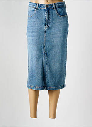 Jupe mi-longue stretch bleu PARA MI femme