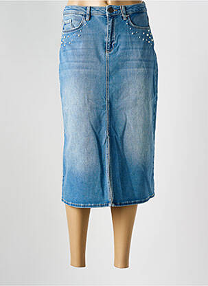 Jupe mi-longue coupe droite bleu BETTY & CO femme