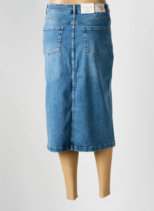 Jupe mi-longue coupe droite bleu PARA MI femme