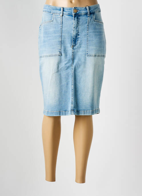 Jupe mi-longue stretch bleu PARA MI femme