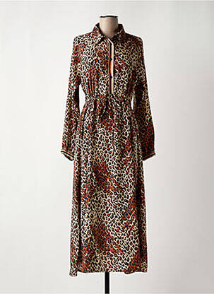 Robe longue manches longues manches longues marron AN' GE femme