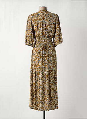 Robe longue tissage crêpe manches 3/4 marron AN' GE femme