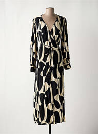 Robe mi-longue manches longues manches longues noir GRACE & MILA femme