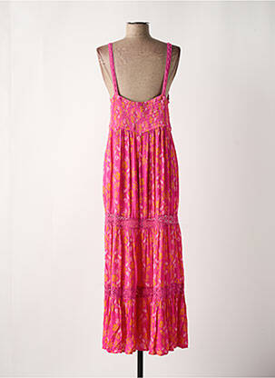 Robe longue imprimé fleurs fines bretelles rose CHICOSOLEIL femme