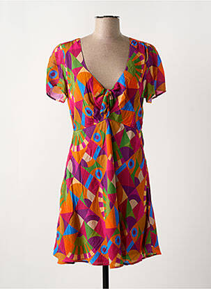 Robe courte manches courtes manches courtes orange CHICOSOLEIL femme