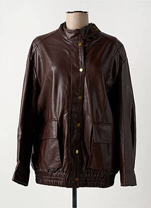 Veste simili cuir fermeture pressionnée marron ARTLOVE femme