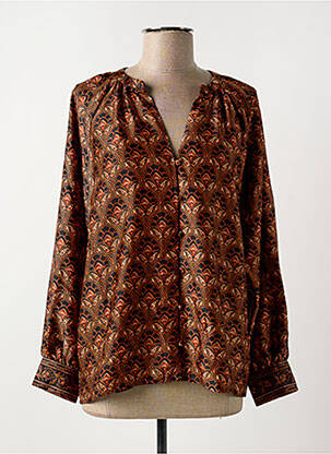 Chemisier imprimé fleurs manches longues marron LA PETITE ETOILE femme
