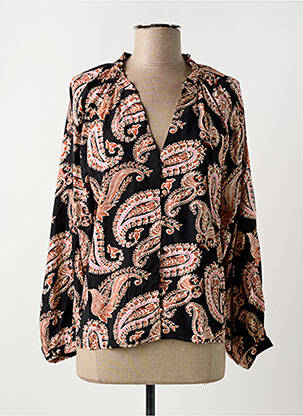 Chemisier tissage crêpe manches longues noir LA PETITE ETOILE femme