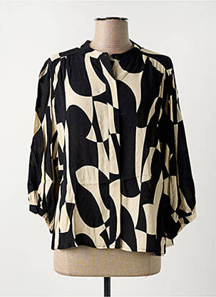 Chemisier tissage crêpe manches 3/4 noir GRACE & MILA femme