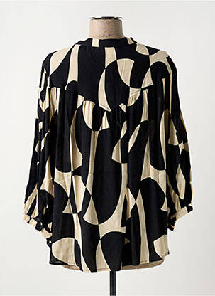 Chemisier col mao manches 3/4 noir GRACE & MILA femme