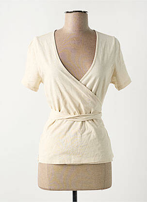 Gilet cache-cœur tissage chiné beige LA PETITE ETOILE femme
