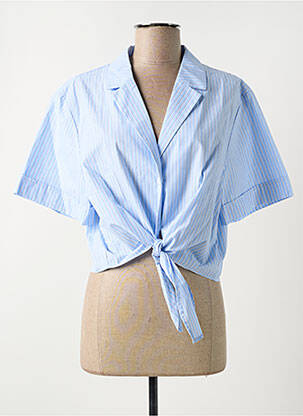 Chemisier manches courtes manches courtes bleu GRACE & MILA femme