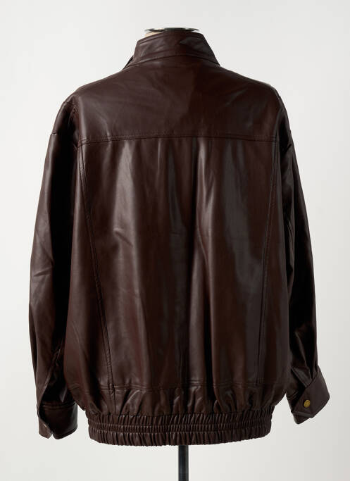 Veste simili cuir fermeture pressionnée marron ARTLOVE femme