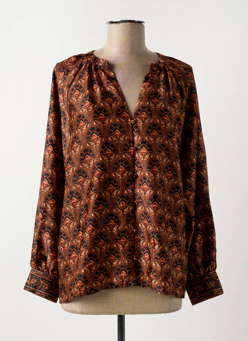 Chemisier imprimé fleurs manches longues marron LA PETITE ETOILE femme