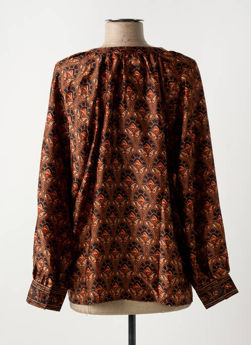 Chemisier imprimé fleurs manches longues marron LA PETITE ETOILE femme