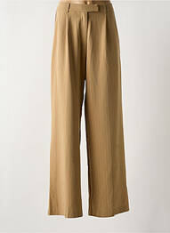Pantalon droit fermeture zippée sous rabat boutonné beige GRACE & MILA femme