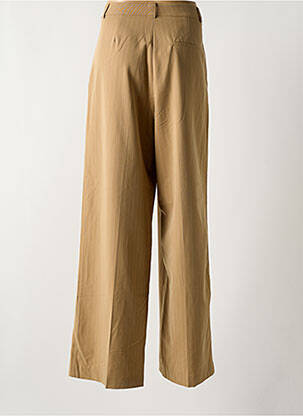 Pantalon droit fermeture zippée sous rabat boutonné beige GRACE & MILA femme