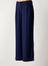 Pantalon droit fermeture zippée sous rabat avec crochet bleu ARTLOVE femme