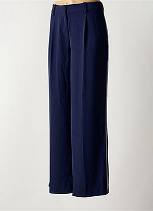 Pantalon droit fermeture zippée sous rabat avec crochet bleu ARTLOVE femme