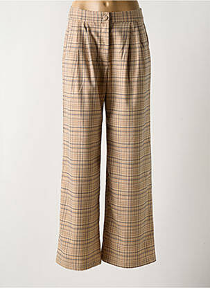 Pantalon droit fermeture zippée sous rabat boutonné beige LA PETITE ETOILE femme