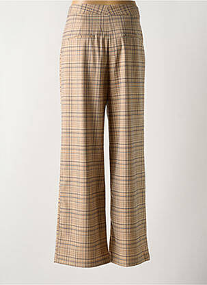 Pantalon droit fermeture zippée sous rabat boutonné beige LA PETITE ETOILE femme