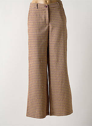 Pantalon droit fermeture zippée sous rabat boutonné beige ANGE femme