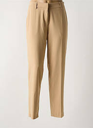 Pantalon droit fermeture zippée sous rabat avec crochet beige ARTLOVE femme