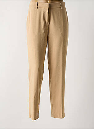 Pantalon droit fermeture zippée sous rabat avec crochet beige ARTLOVE femme