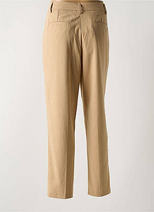 Pantalon droit fermeture zippée sous rabat avec crochet beige ARTLOVE femme