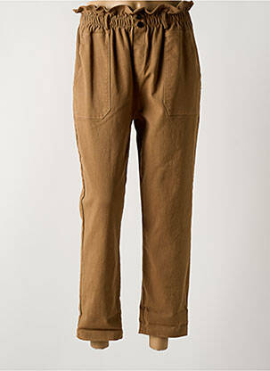 Pantalon 7/8 taille élastique marron MARGOT femme
