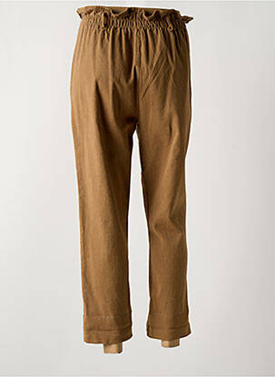 Pantalon 7/8 taille élastique marron MARGOT femme