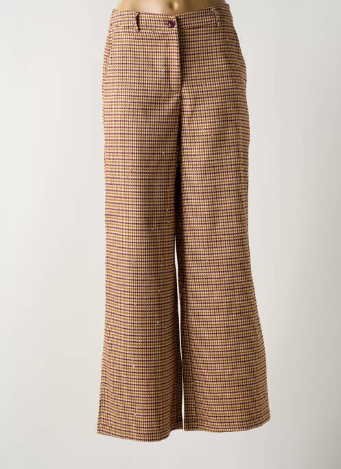 Pantalon droit fermeture zippée sous rabat boutonné beige ANGE femme